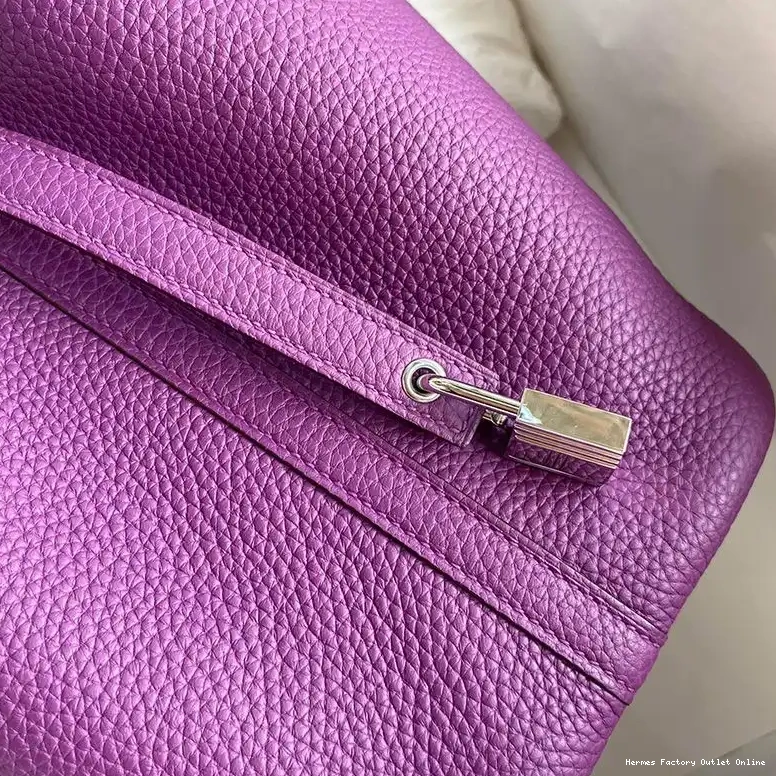 Affordable In Hermes Purple Clemence Hardware Gold Leather Picotin Bag Palladium Lock 0418